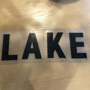 Set of 4 marquee letters “lake”